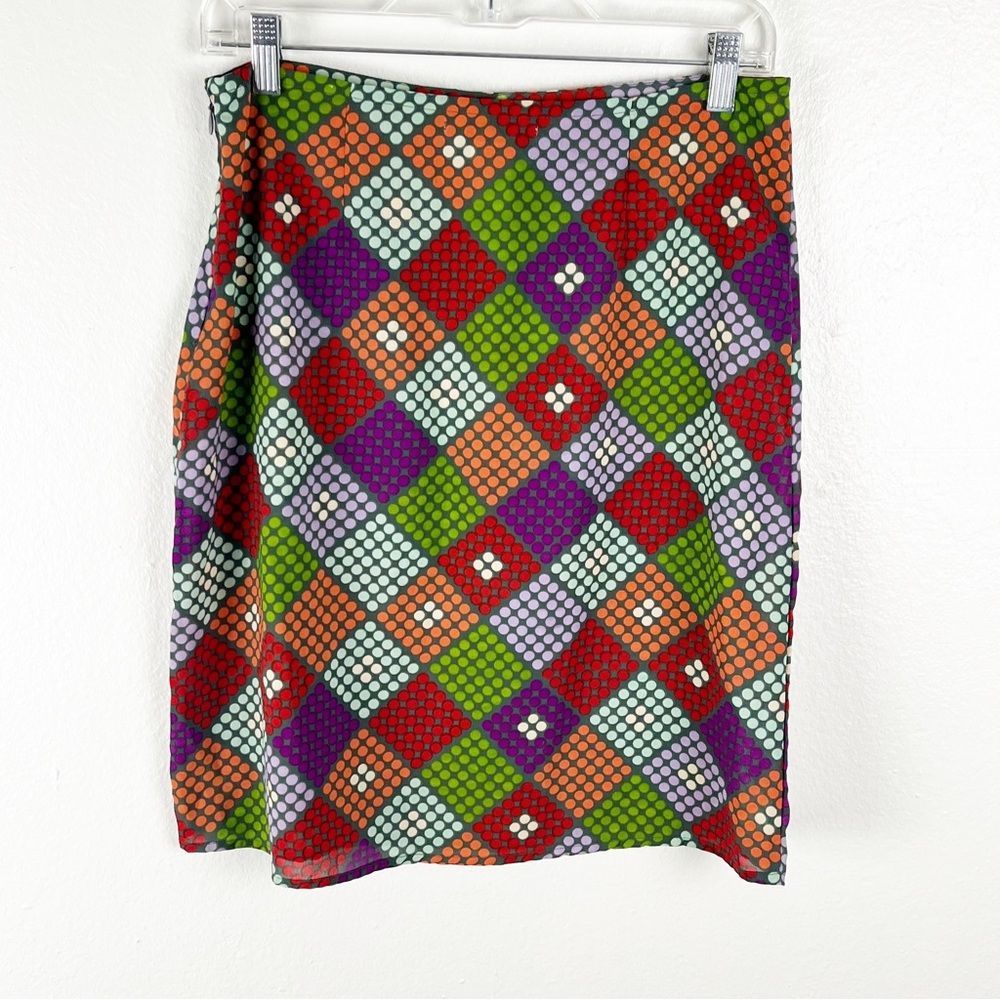 FREE PEOPLE Multicolored Polka Dot Skater Skirt 7 Artsy Casual Boho Retro